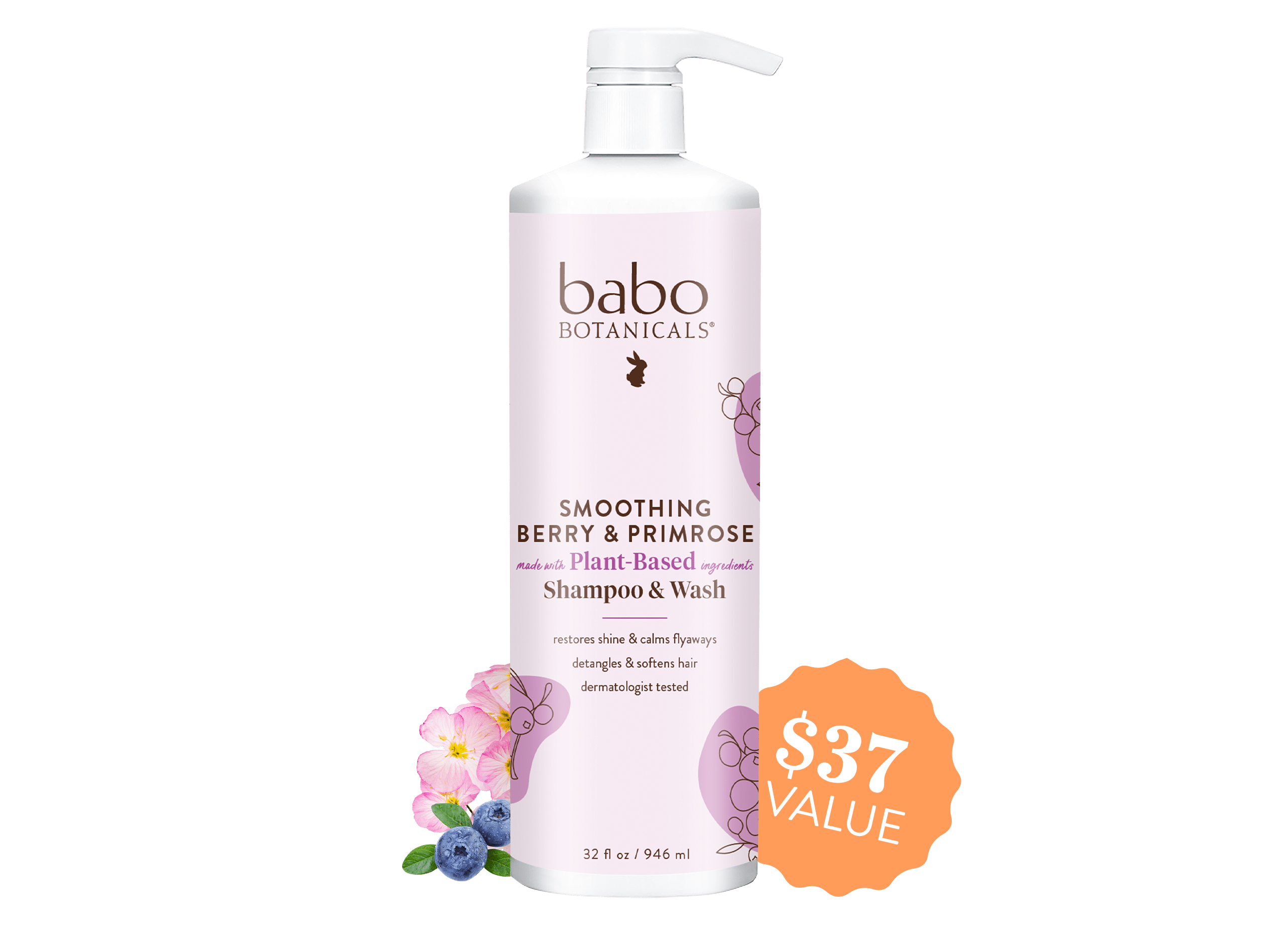 Smoothing Berry & Primrose Shampoo & Wash - 32oz - Babo Botanicals