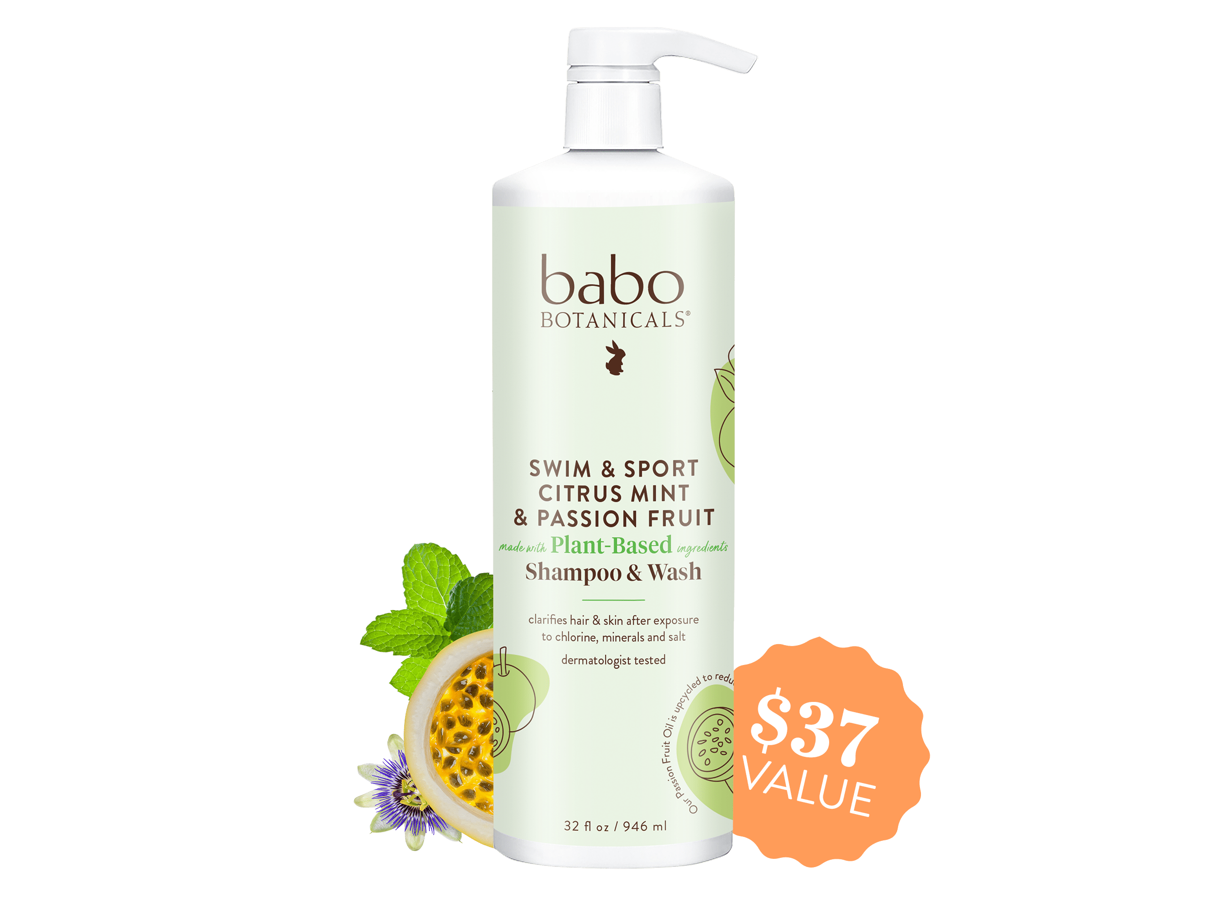 Swim & Sport Citrus Mint & Passion Fruit Shampoo & Wash - 32oz - Babo Botanicals