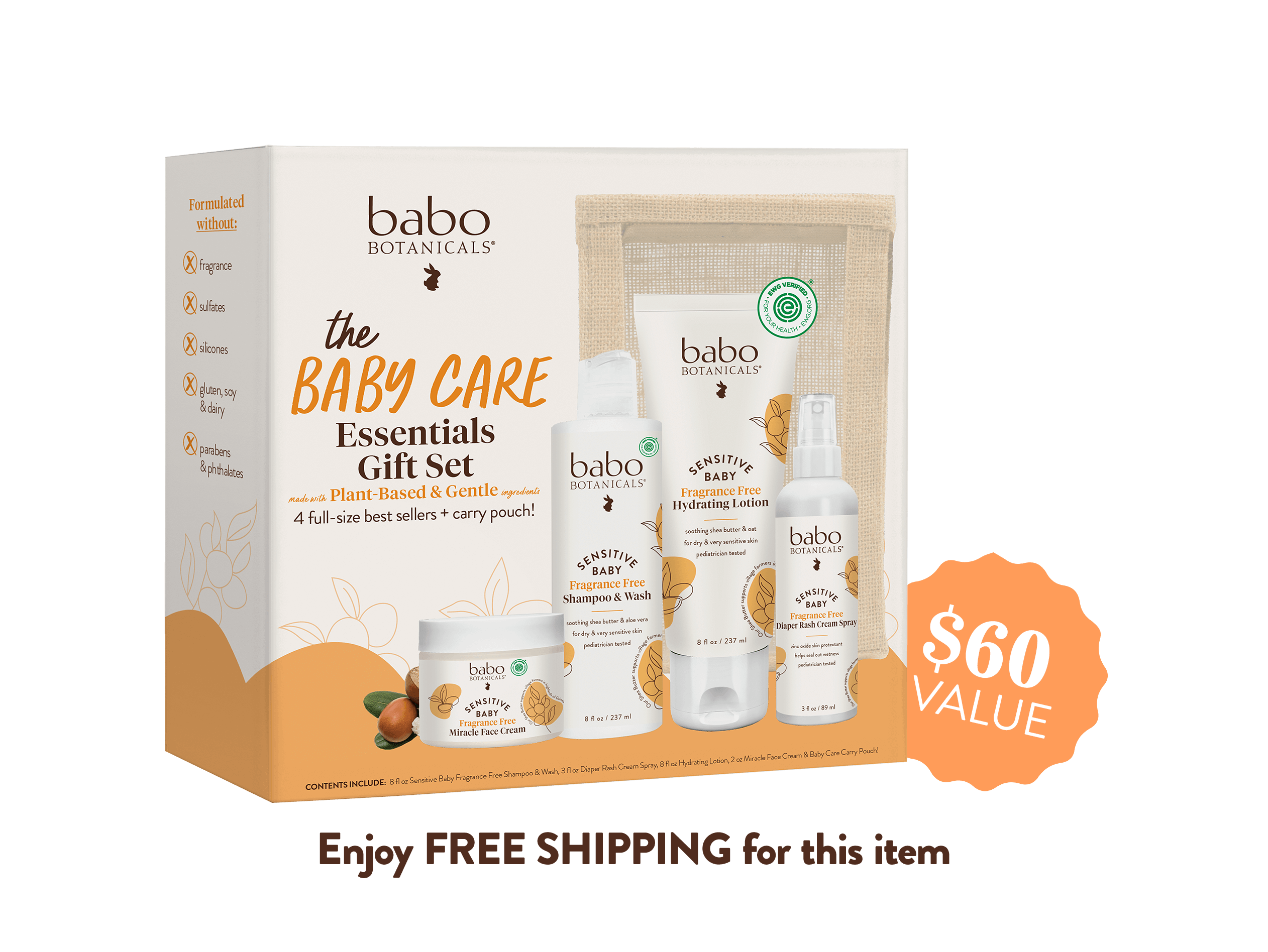 Babo Botanicals- The Baby Care Essentials Gift Set- $60 Value