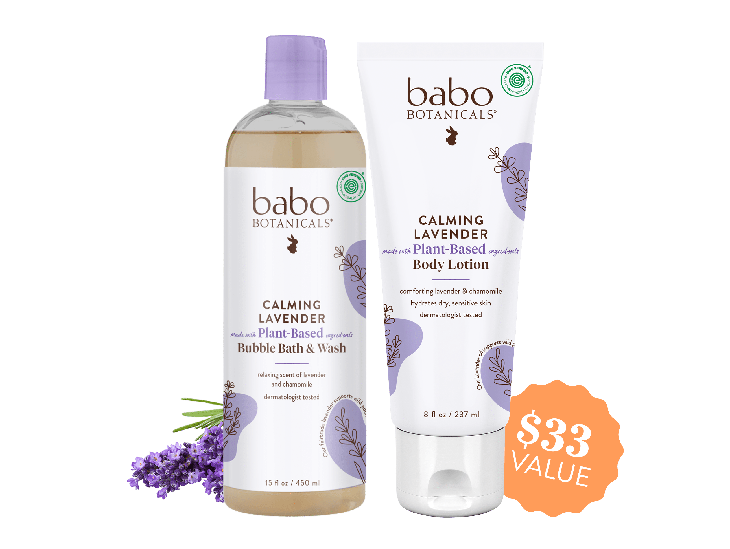 Calming Lavender Care Routine (Bubble Bath + Lotion) - Babo Botanicals