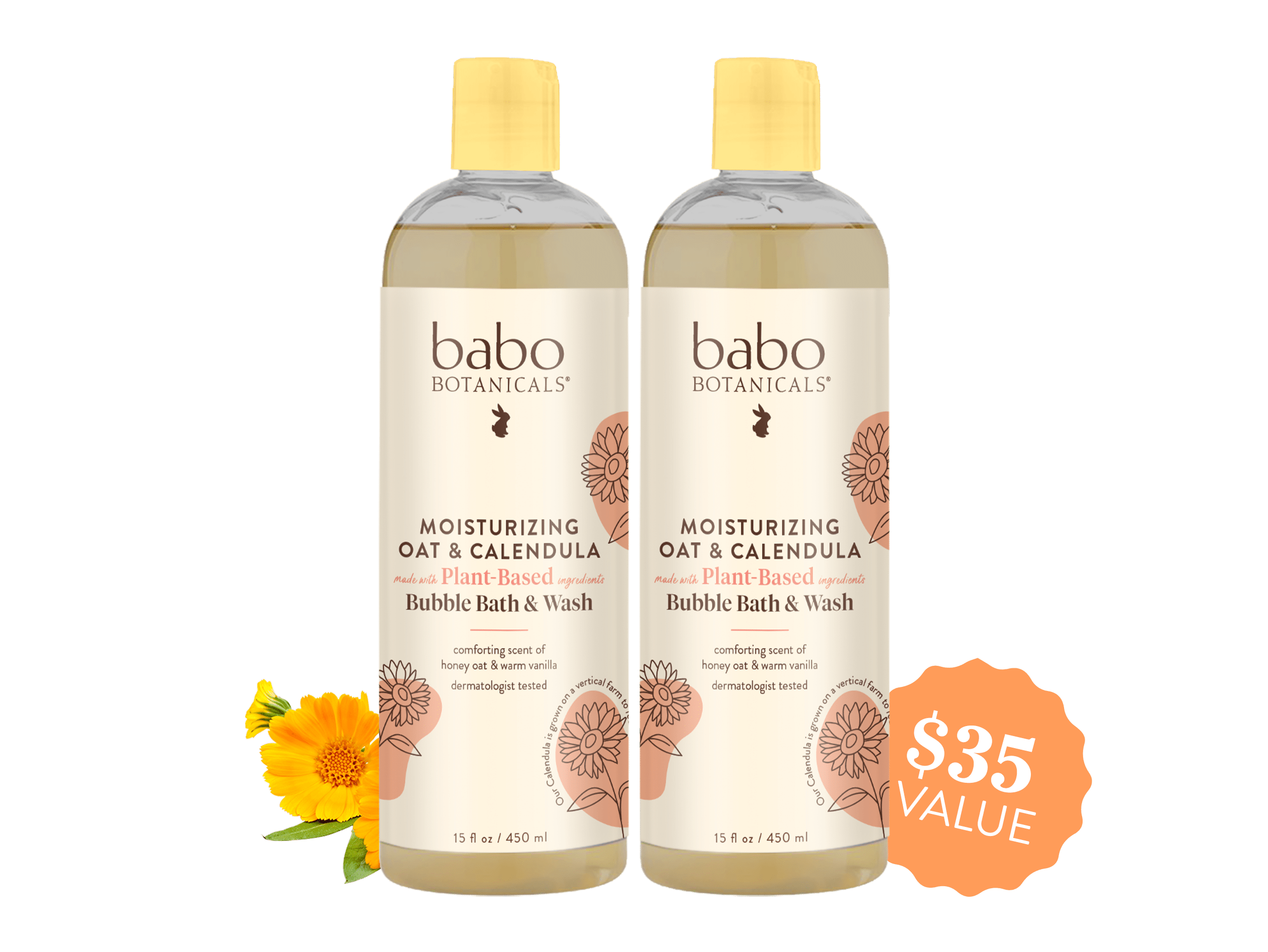 Moisturizing Oat & Calendula Bubble Bath & Wash Duo - Babo Botanicals