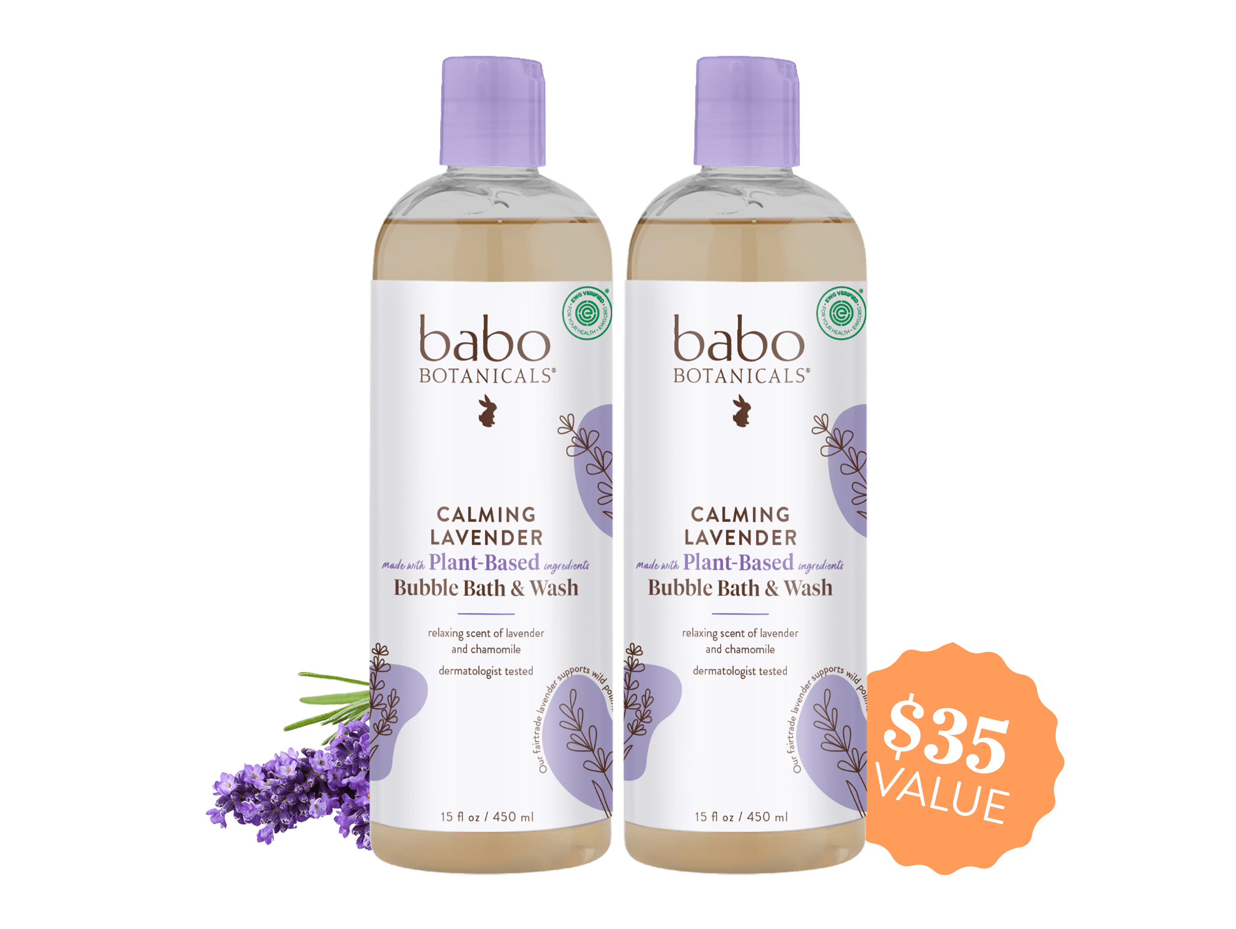 Babo Botanicals- Calming Lavender Bubble Bath & Wash- $35 Value