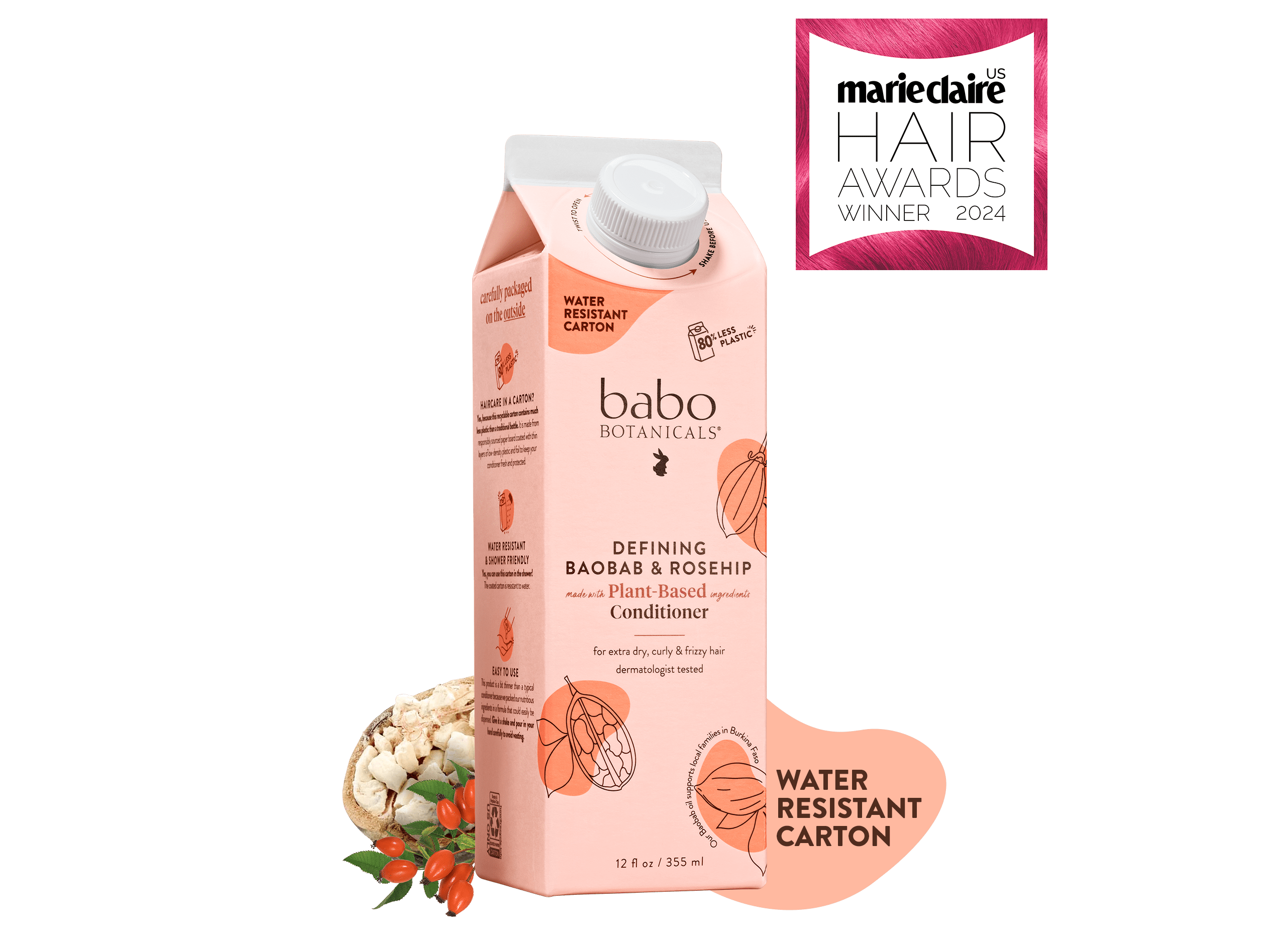 Babo Botanicals- Defining Baobab & Rosehip conditioner- water resistant carton- Marie Claire Hair awards winner 2024 