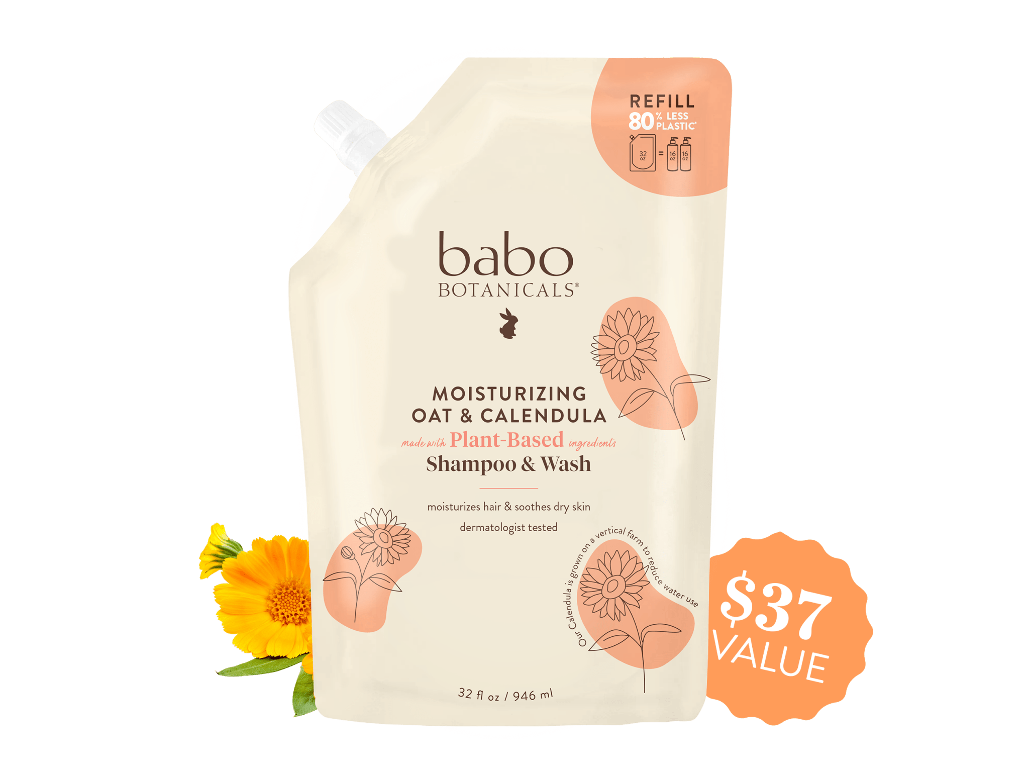 Babo Botanicals- moisturizing oat & calendula Shampoo & wash- $37 Value