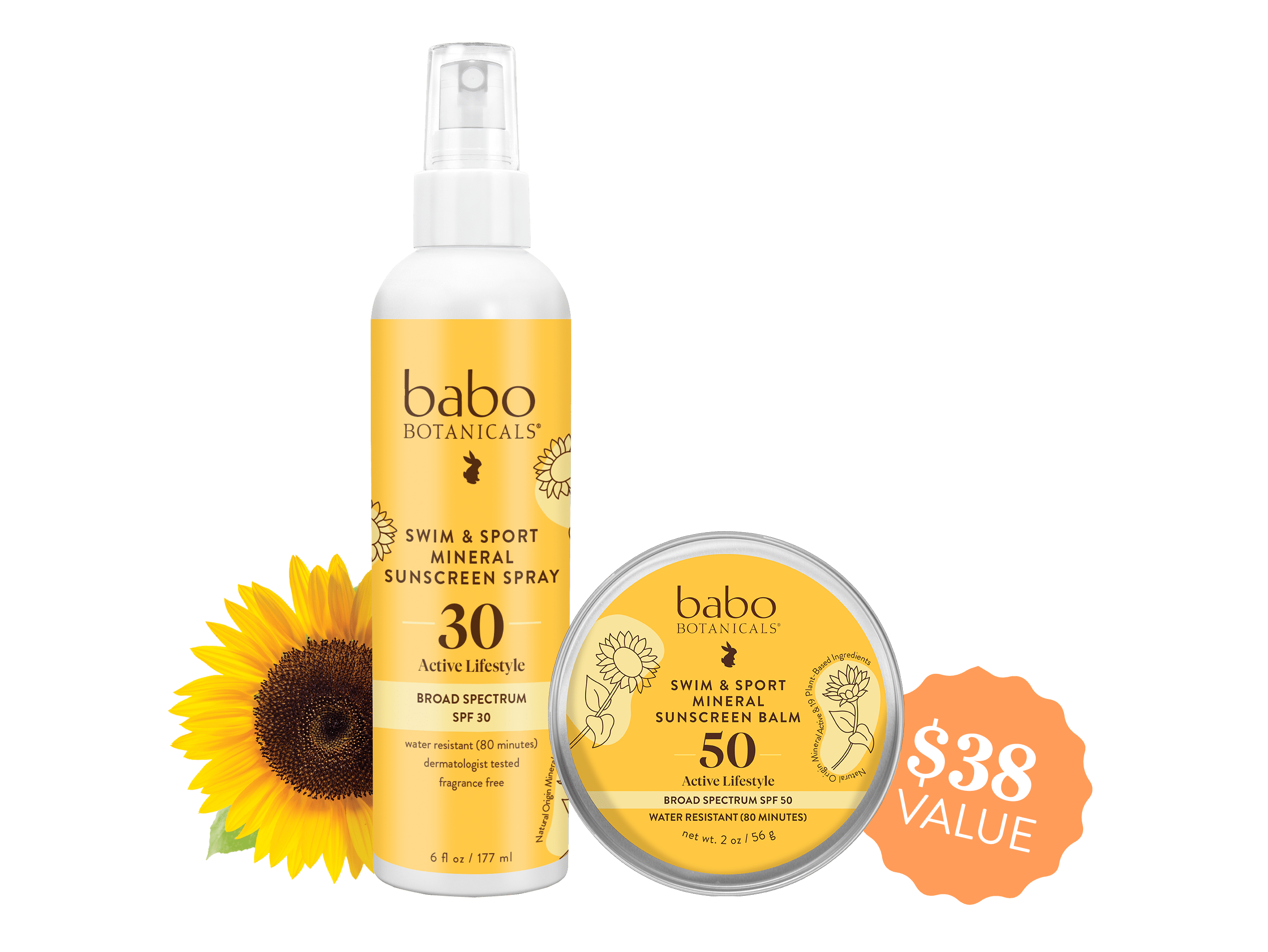 Babo Botanicals- Swim & sport mineral sunscreen set- $38 value 